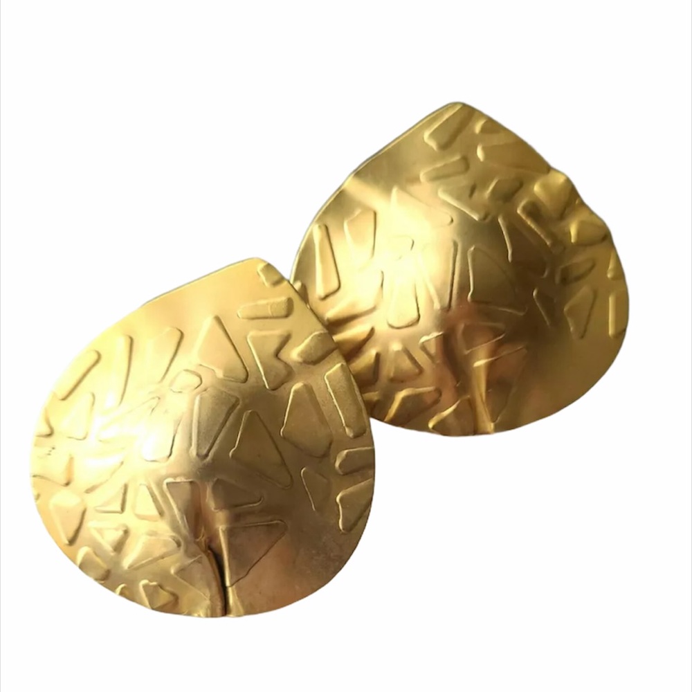 Vintage Gold Brushed Molded Oversized Earrings